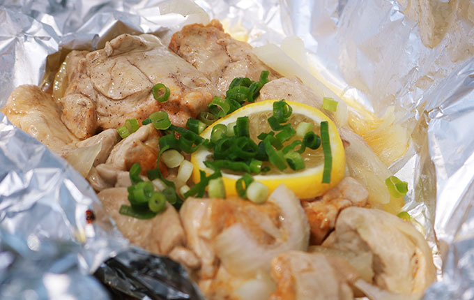 あん肝のつつみ焼きの様子